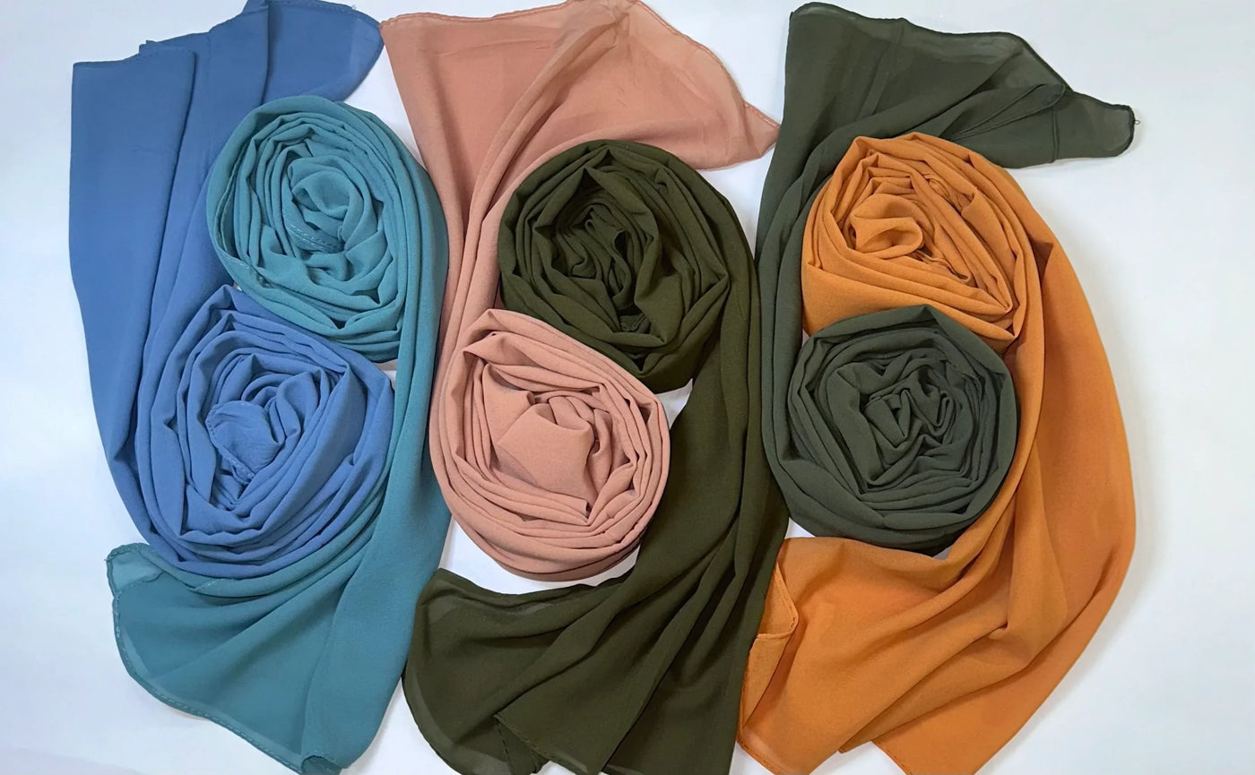 Chiffon Georgette Hijab - Dark Colors - hijabellapk