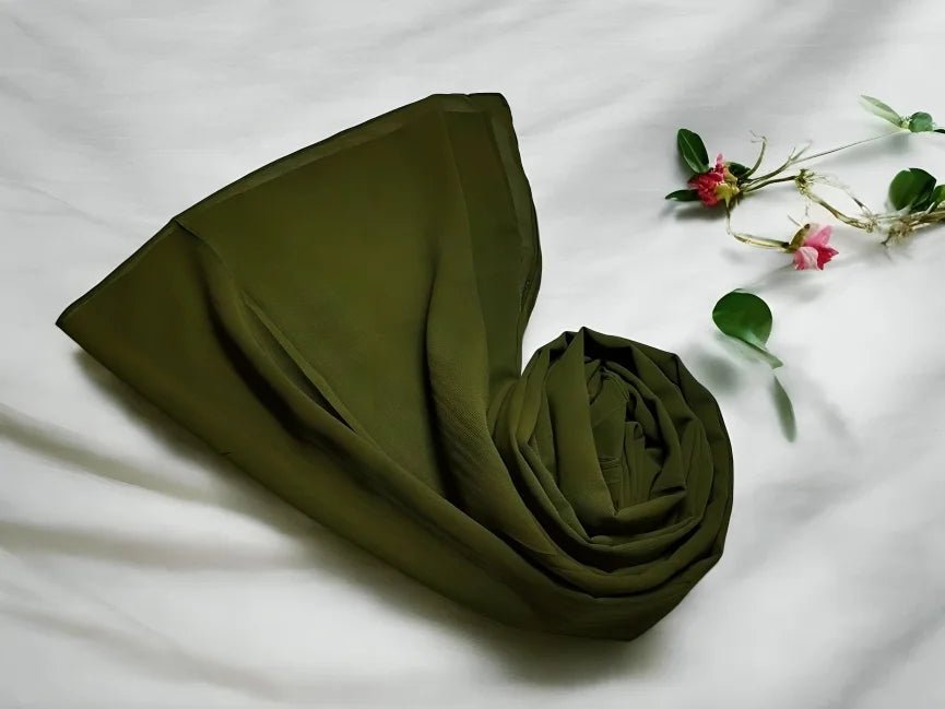 Chiffon Georgette - Olive Green -hijabellapk