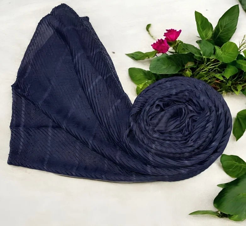 Crinkle Lawn Hijab - Midnight Blue - hijabellapk