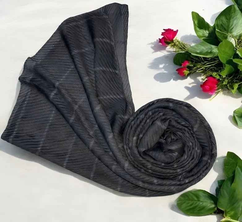 Crinkle Lawn Hijab - Dark Grey - hijabellapk