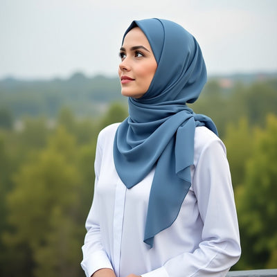 Chiffon Georgette Hijab - Pure Light Blue