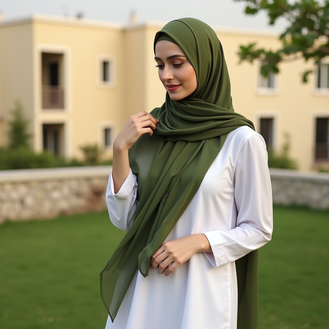 Chiffon Georgette - Olive Green