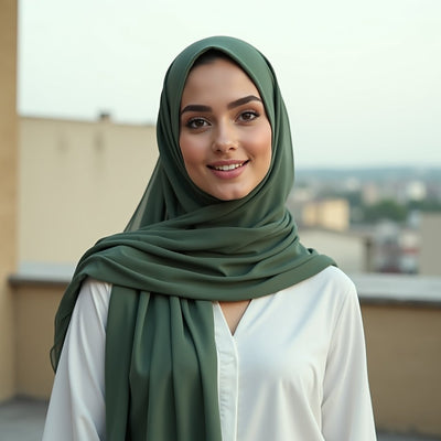 Chiffon Georgette Hijab - Light Olive