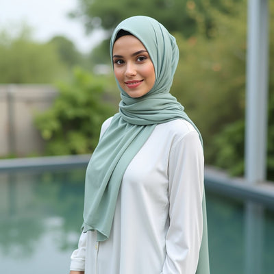 Chiffon Georgette Hijab - Muted Green