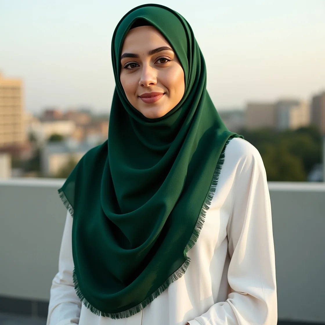 Turkish Lawn Hijab - Dark Green