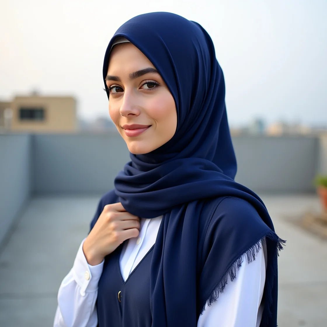 Turkish Lawn Hijab - Navy Blue