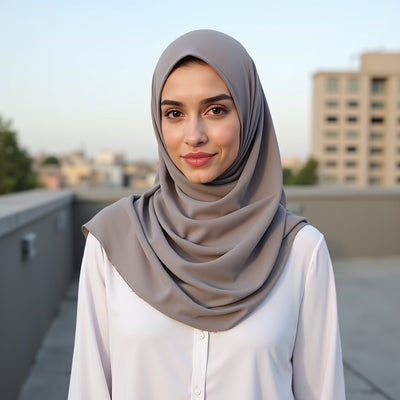 Chiffon Georgette Hijab - Grey